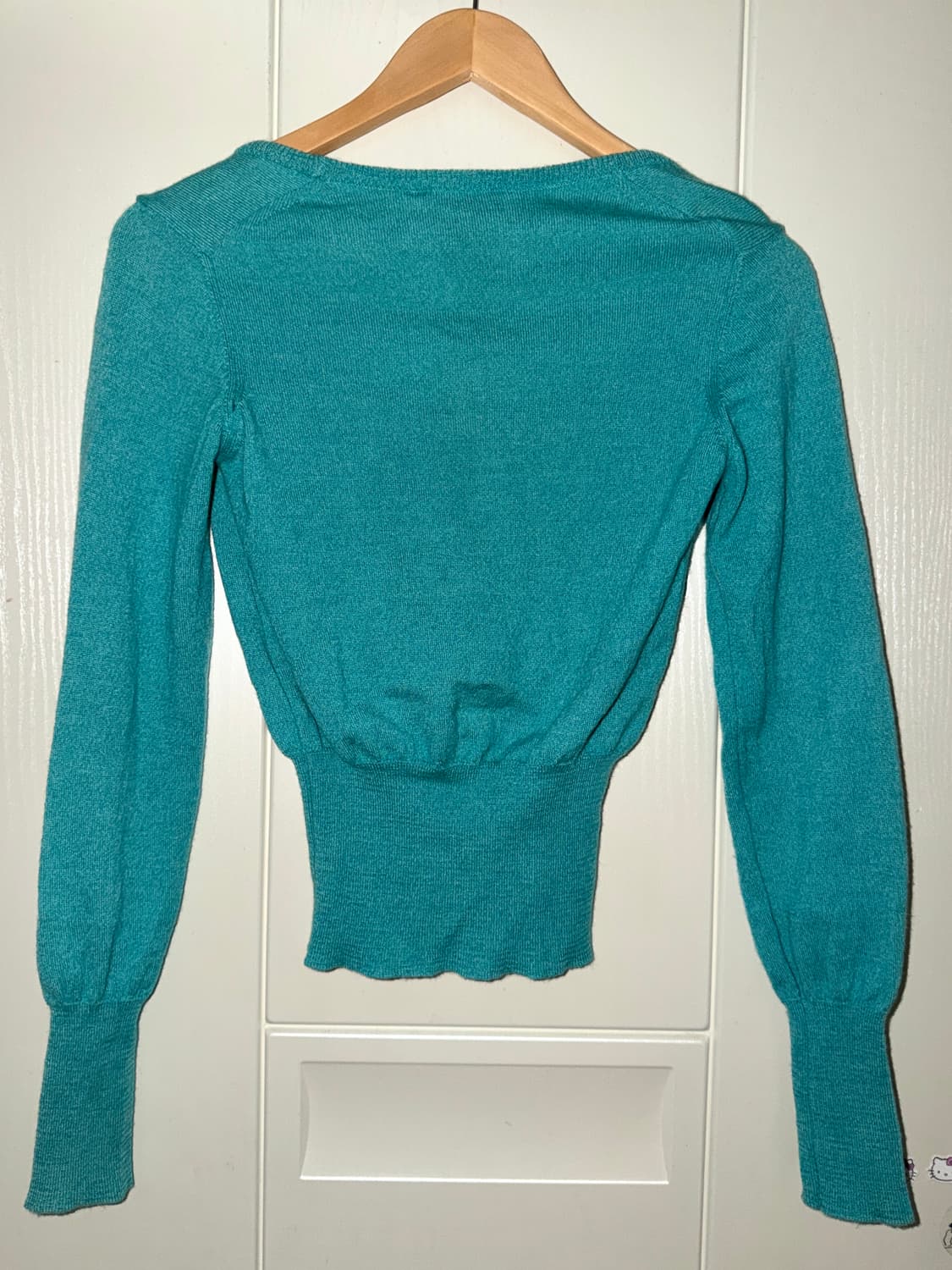 비비안웨스트우드 레드라벨 니트 스웨터세미크롭라운드유넥퍼프빈티지그린에메랄드 상품이미지2