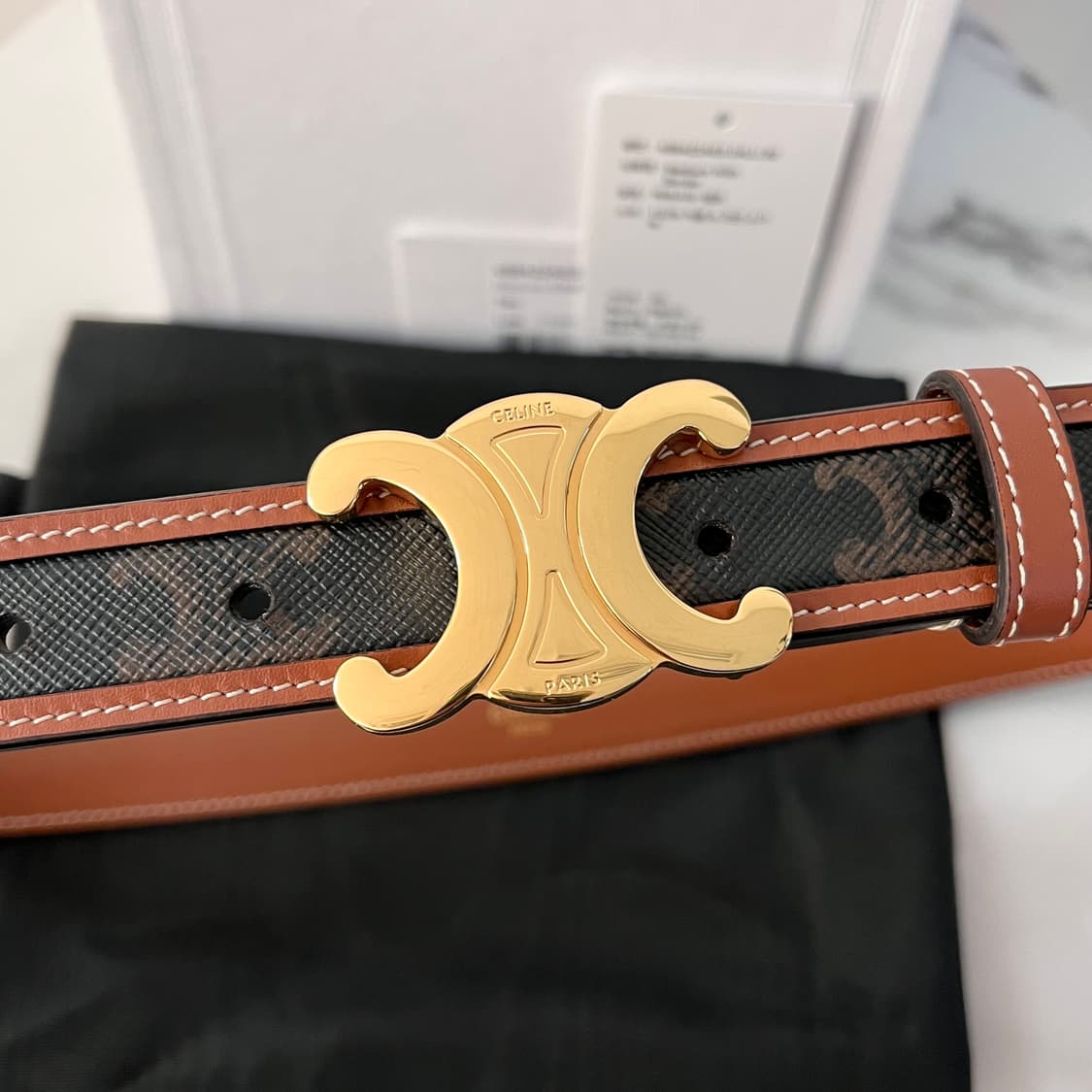 [S급/정품] 셀린느 트리옹프 캔버스 금장 로고 벨트 상품이미지2