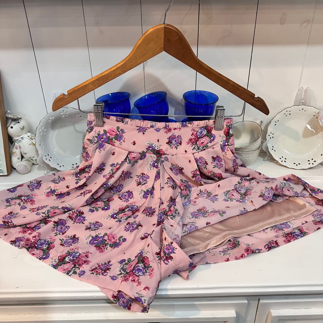 플라워 패턴 핑크 플리츠 스커트 상품이미지2