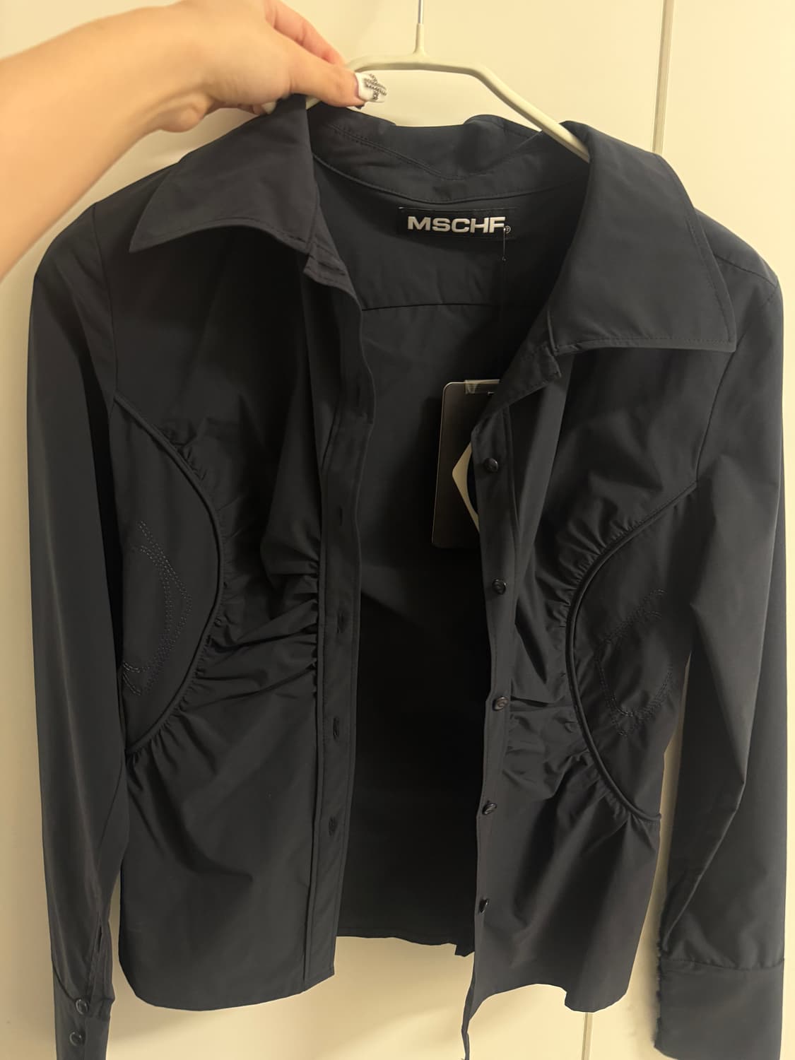 미스치프  SHIRRING SHIRT CHARCOAL 상품이미지4