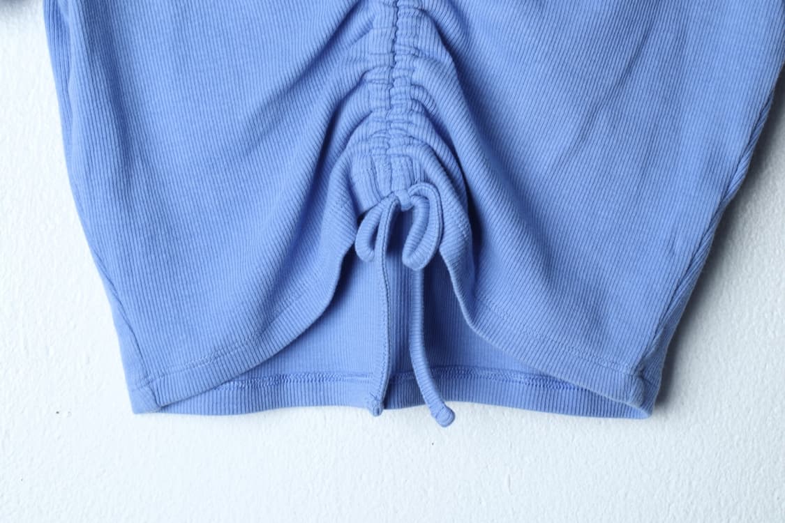 W(L-XL) 자라 반팔 티셔츠 골지 크롭 블루-H31153 상품이미지4