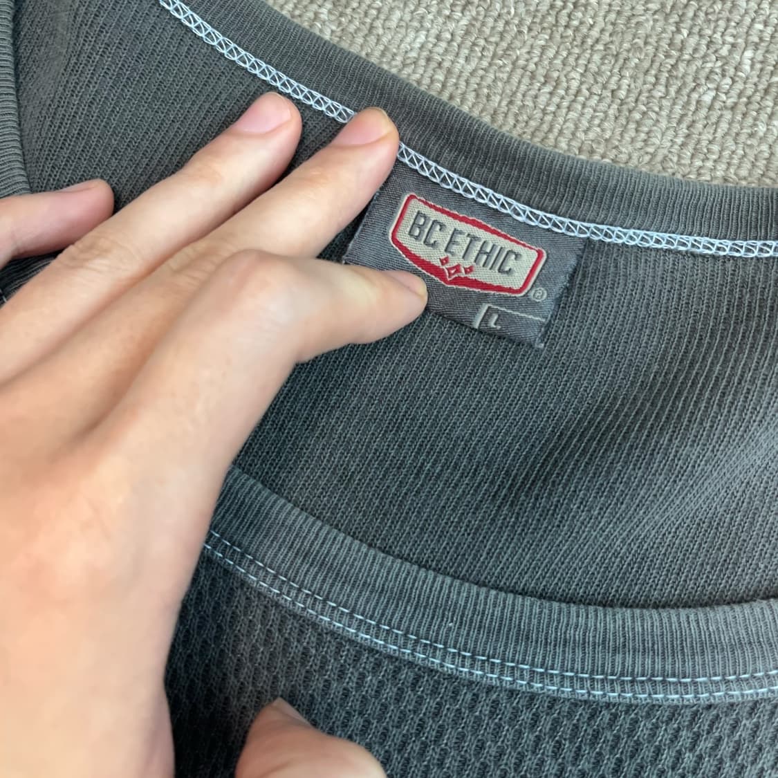 LA 빈티지샵 90s 바이커 써멀 롱슬리브 와플 티셔츠 상품이미지4