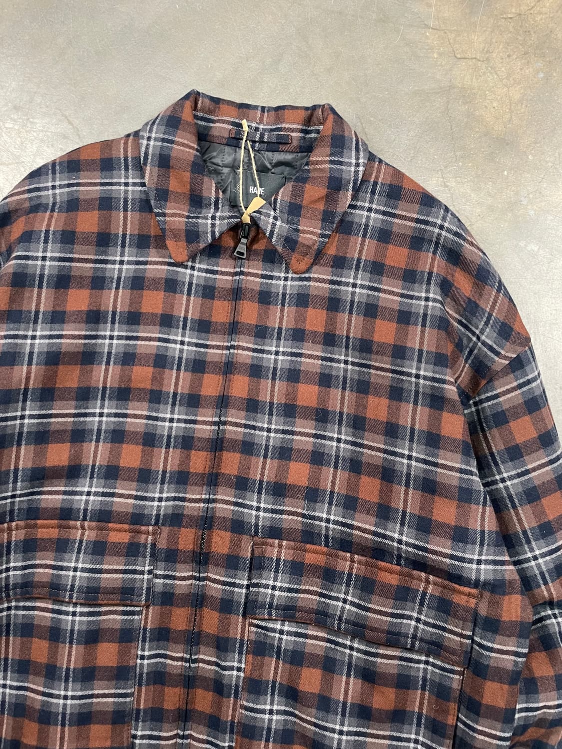 HARE 체크 울 블루종 자켓 상품이미지2