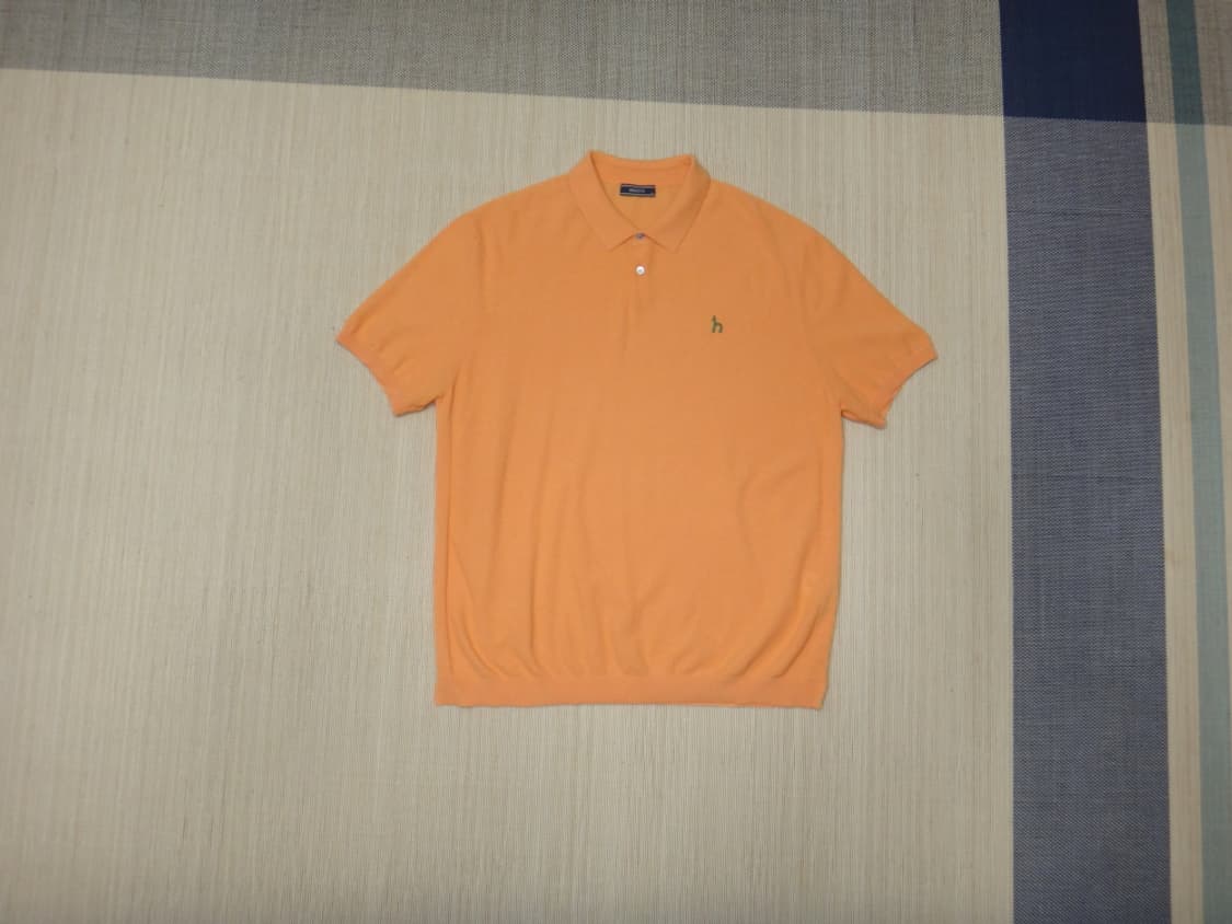 (3XL) 헤지스 오렌지 퍼피자수 면혼방 반팔카라니트 상품이미지1