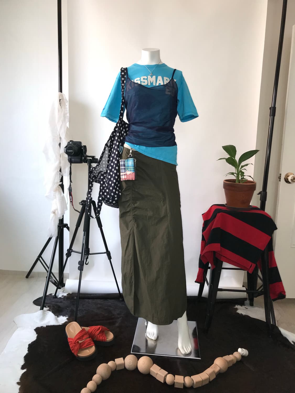 LAYER ON AFTERNOON Olive Nylon Shirring  상품이미지6