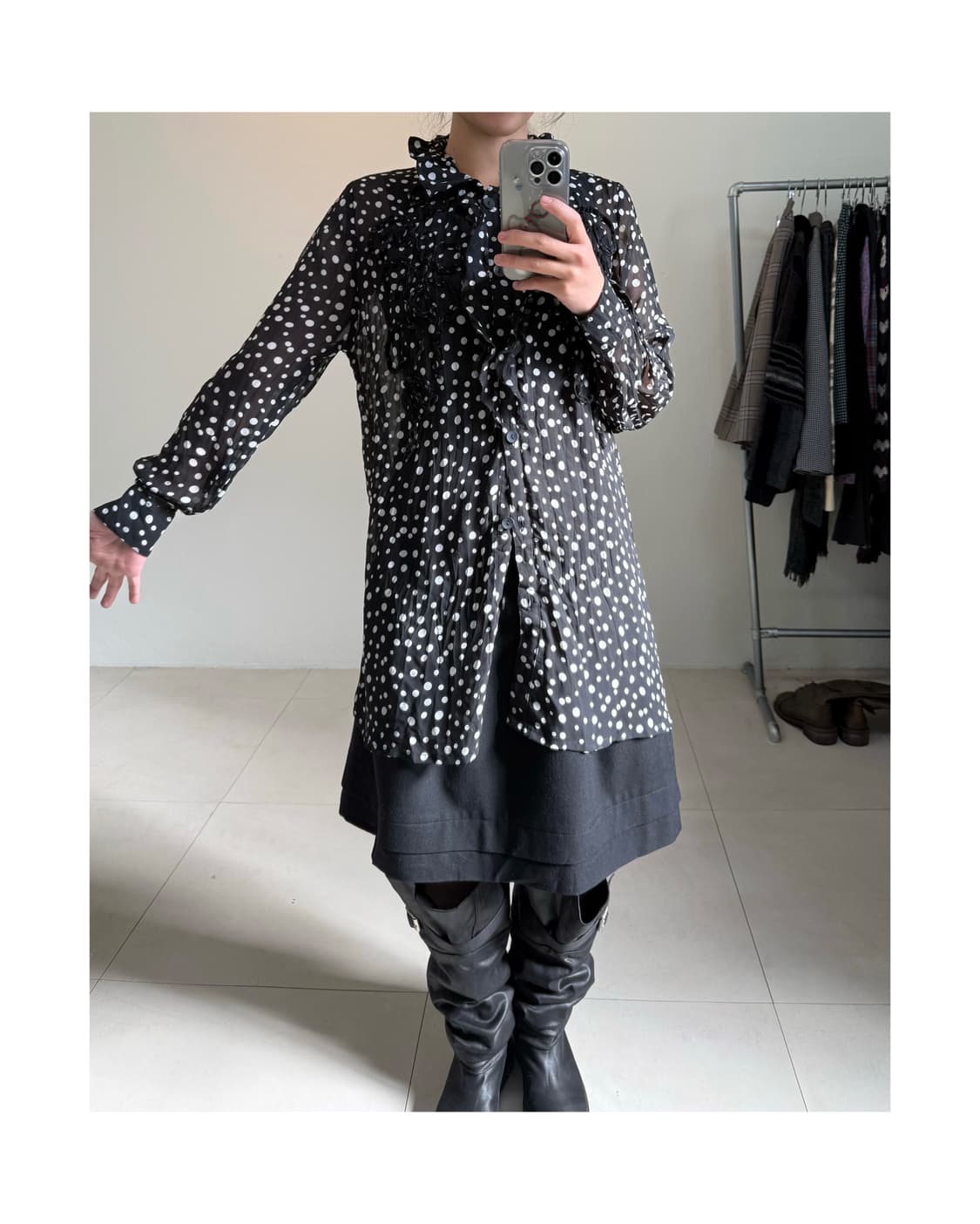 Evercube 도트 레이어드 원피스 상품이미지2