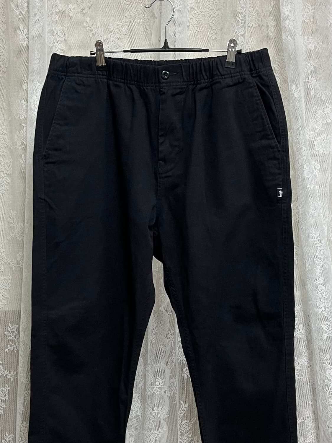 L) 스투시 Pull on beach 코튼 밴딩 팬츠 블랙 상품이미지3