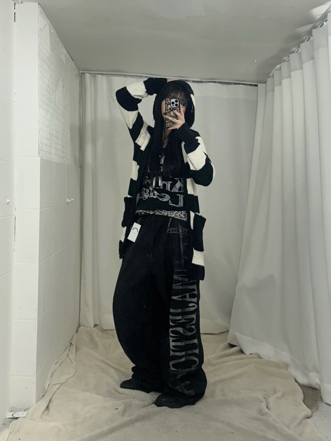 무채색 펑크와투케 스트릿 힙 코디세트  상품이미지2