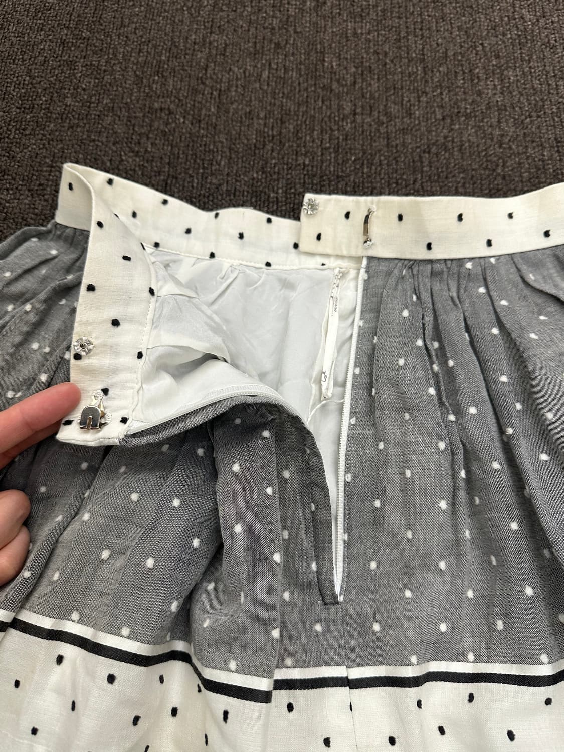 L)Japanese vintage 도트 패턴 프릴 디테일 롱스커트 상품이미지8