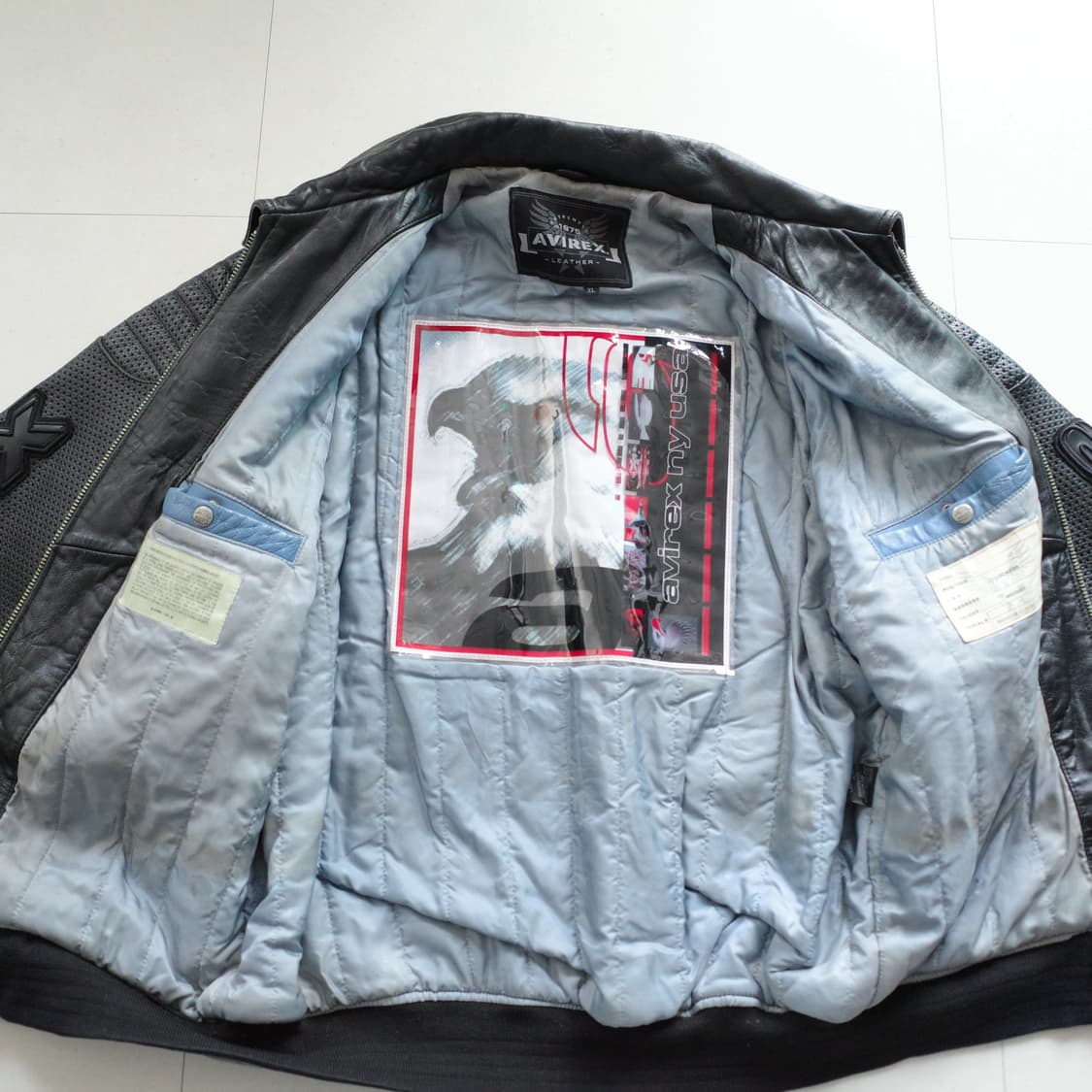 00s 아비렉스 독수리 리얼 레더 바시티 자켓 XL 상품이미지5