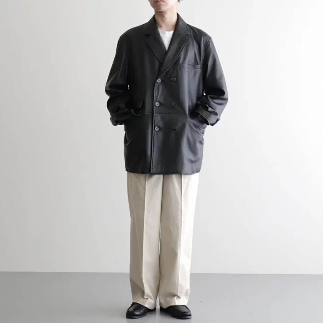 CCU 레더 양가죽 더블 브레스트 자켓 2(100-105)사이즈 블랙 상품이미지3