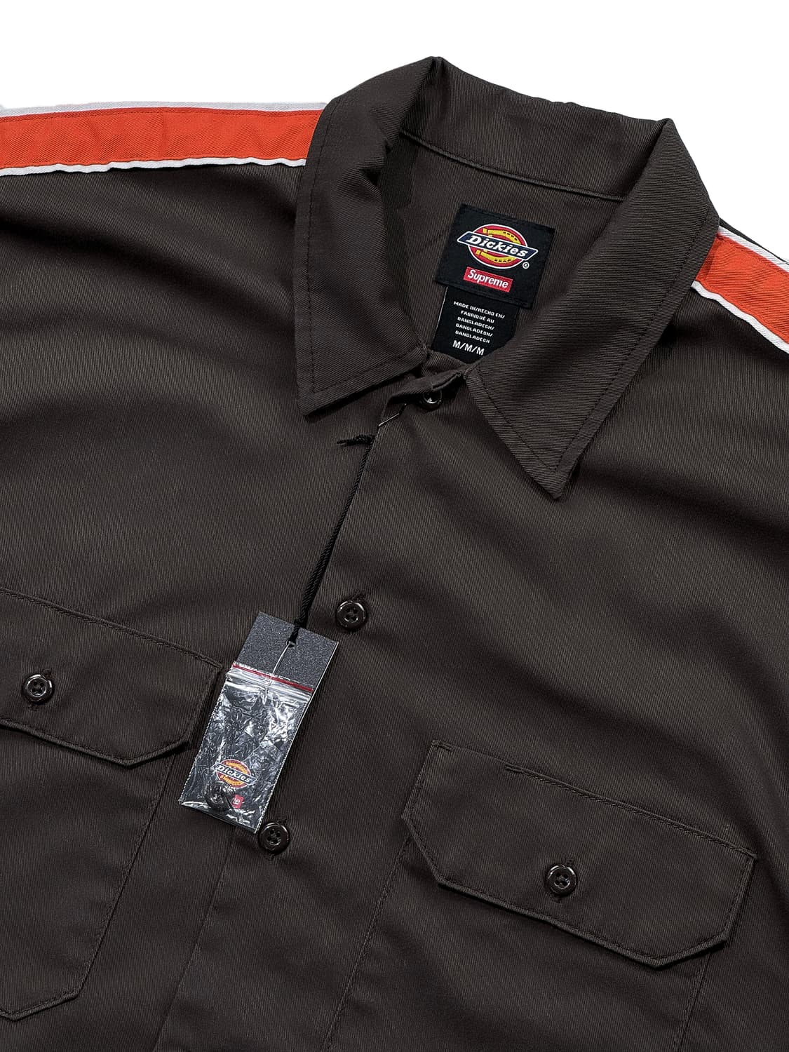 슈프림 x 디키즈 스트라이프 숏슬리브 워크 셔츠 브라운 상품이미지3