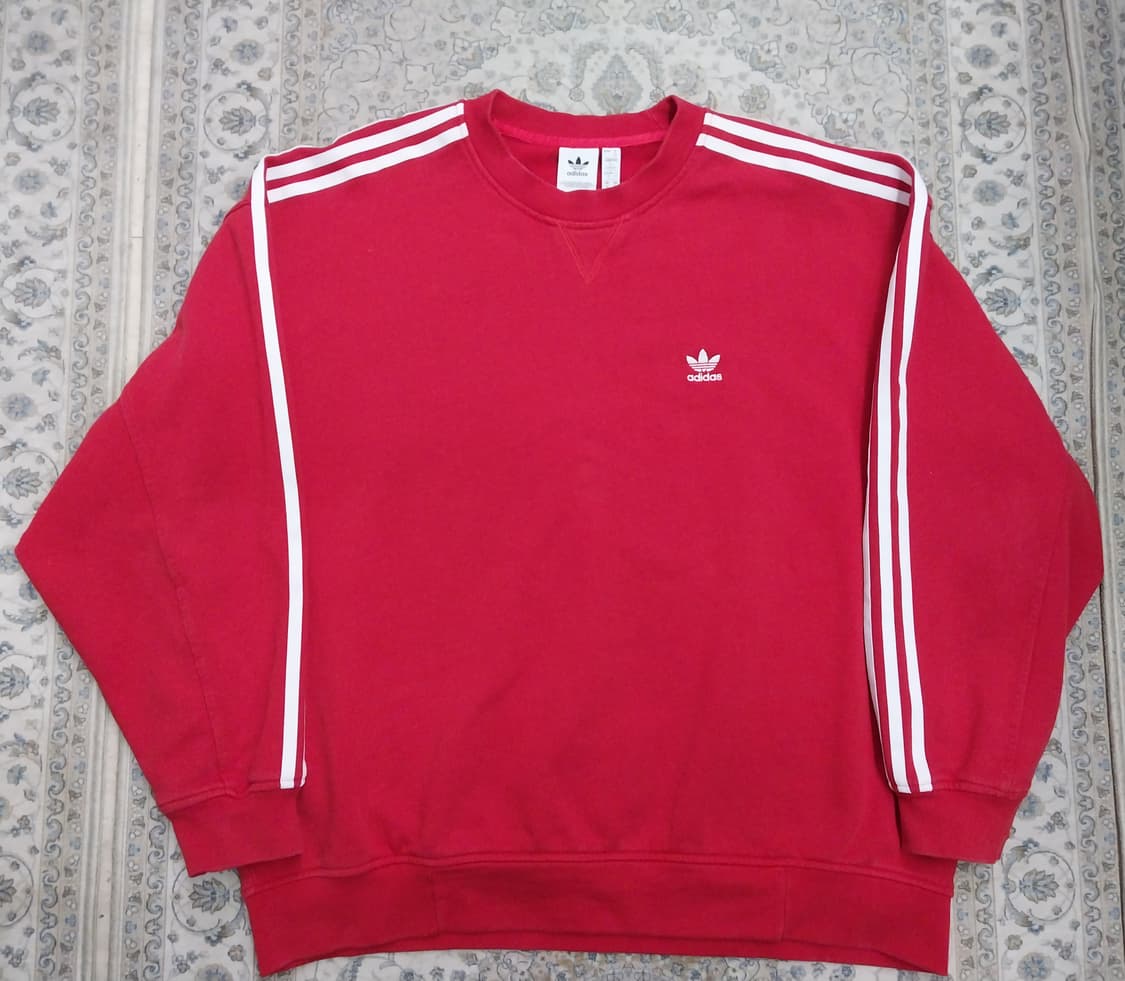 아디다스 삼선 오버핏 맨투맨 레드 M 상품이미지1