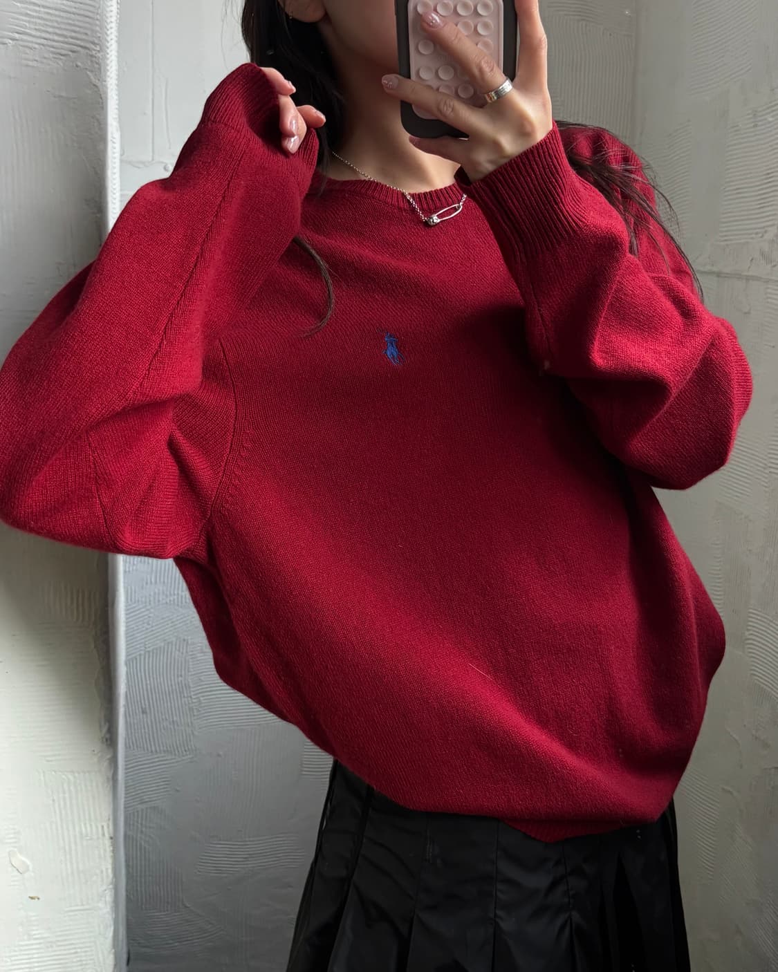 Polo 폴로 랄프로렌 신형 메리노울100 레드컬러 라운드넥 니트  상품이미지1