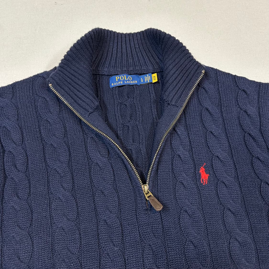 L) 폴로 랄프로렌 네이비 케이블 니트 반집업 상품이미지3