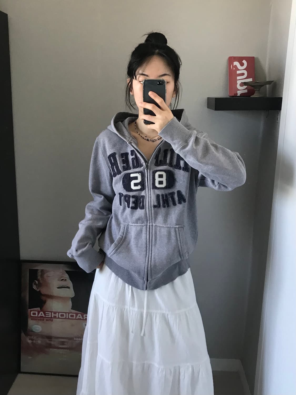 타미힐피거 자수 로고 그레이 후드집업 상품이미지1