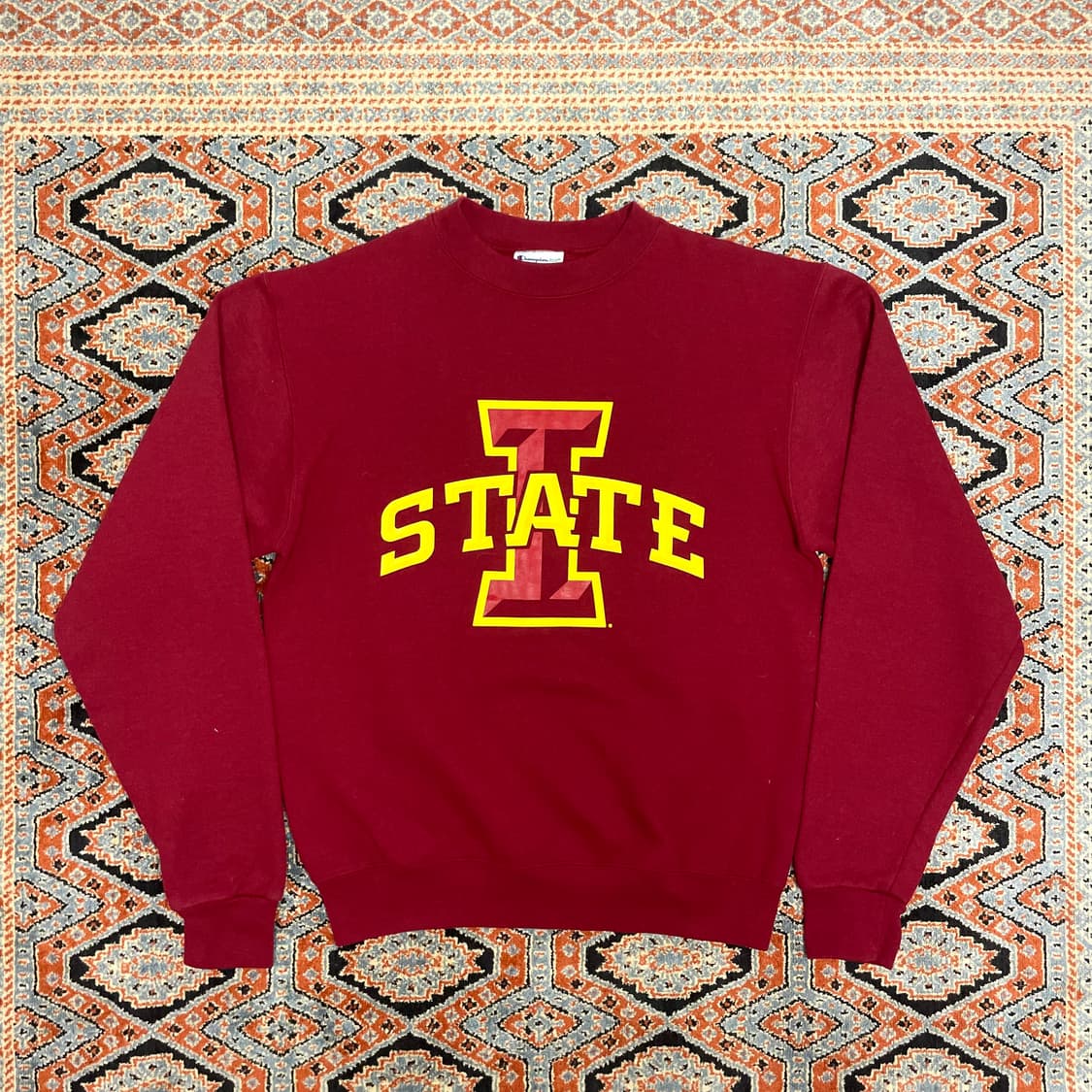 챔피온 USA 아이오와주 로고 레드 기모 맨투맨 남성S 상품이미지1