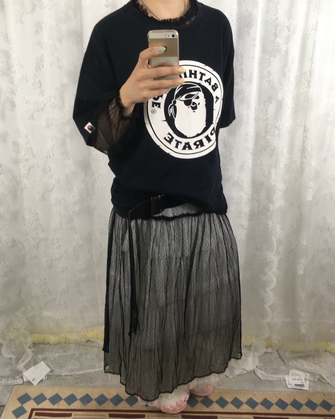 Black see-through layered dress 상품이미지6