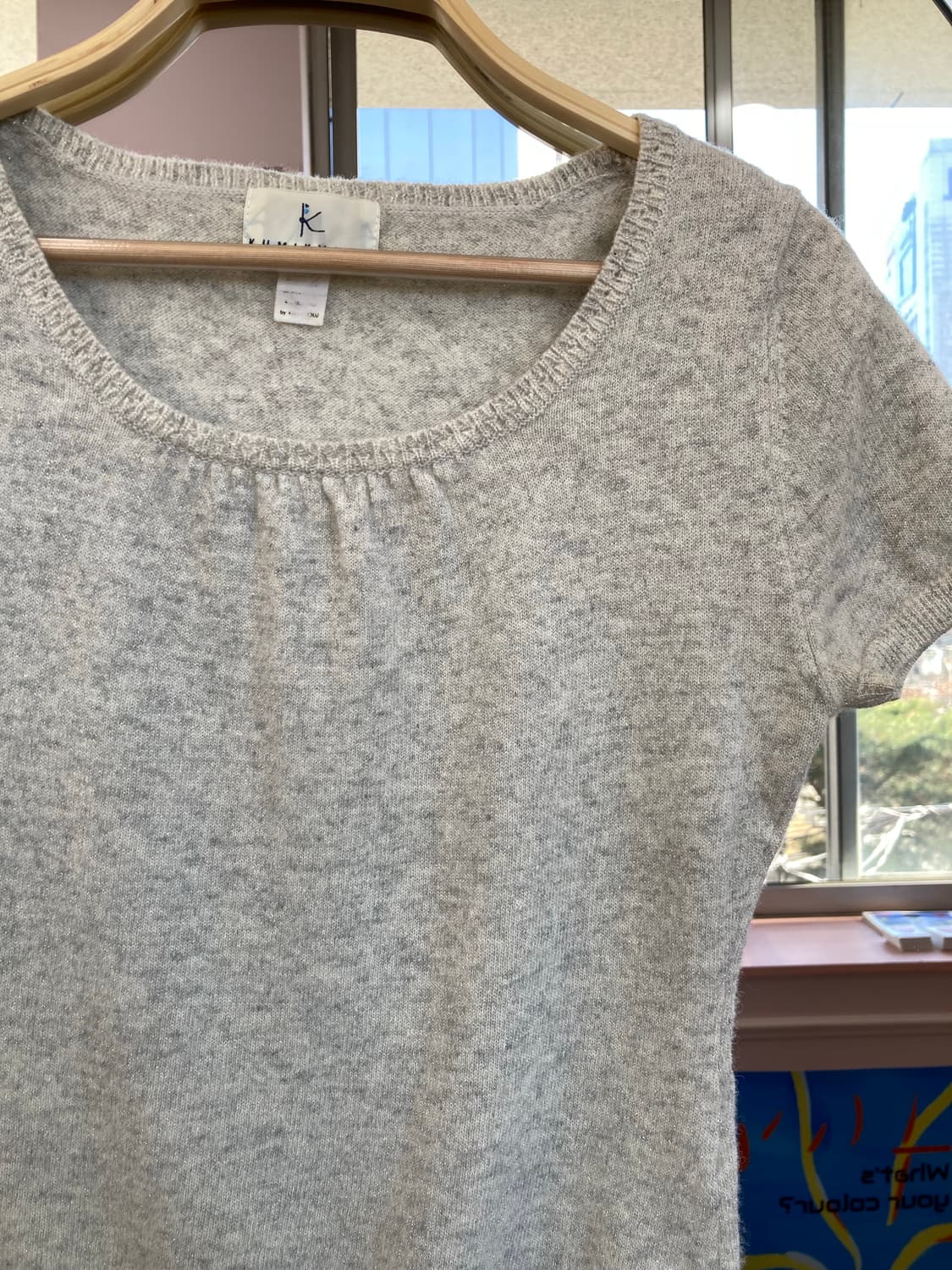 오트밀 라운드 반팔 니트 상품이미지3