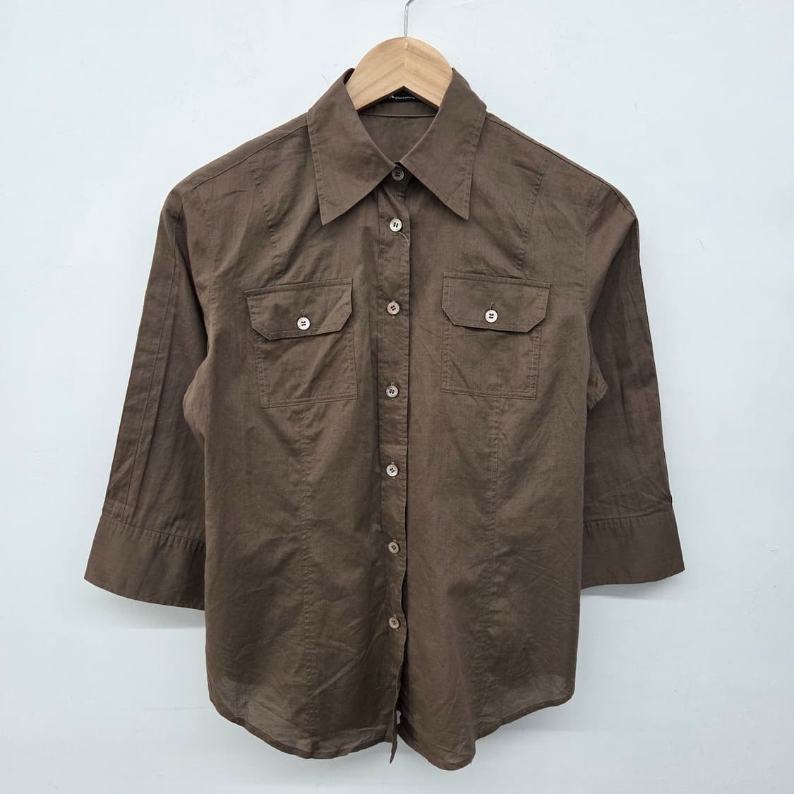 아쿠아스큐텀 브라운 포켓 긴팔 셔츠 여성M 상품이미지2