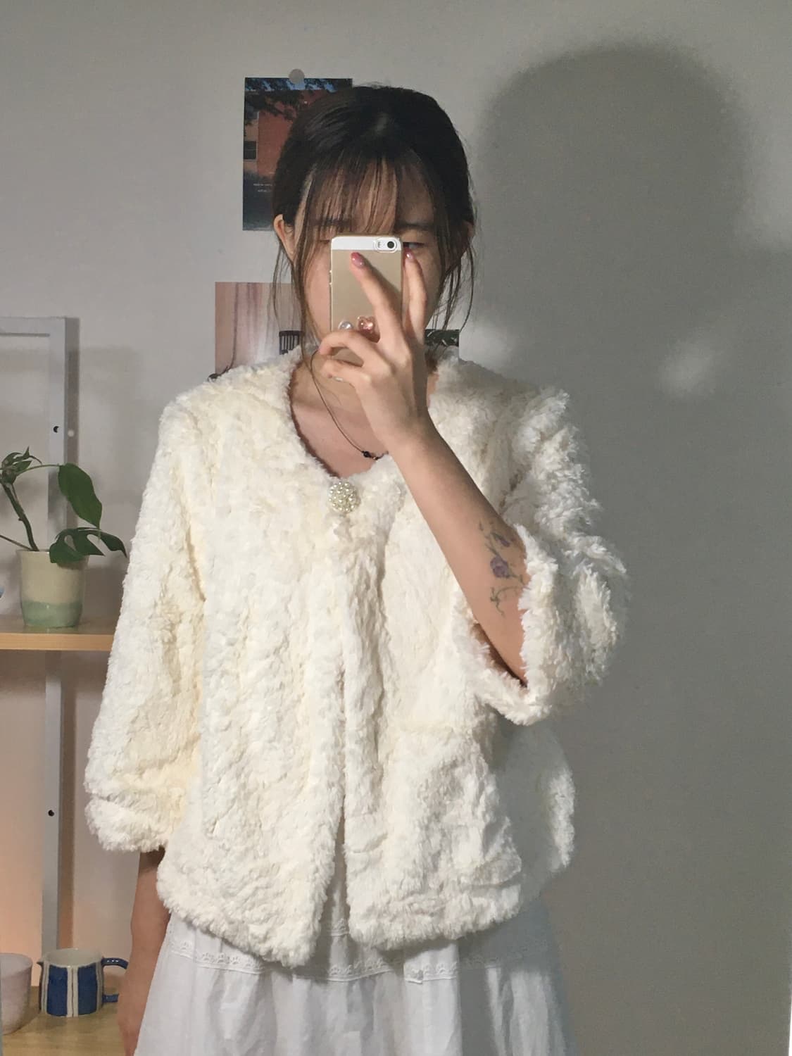 화이트 퍼 자켓 상품이미지1