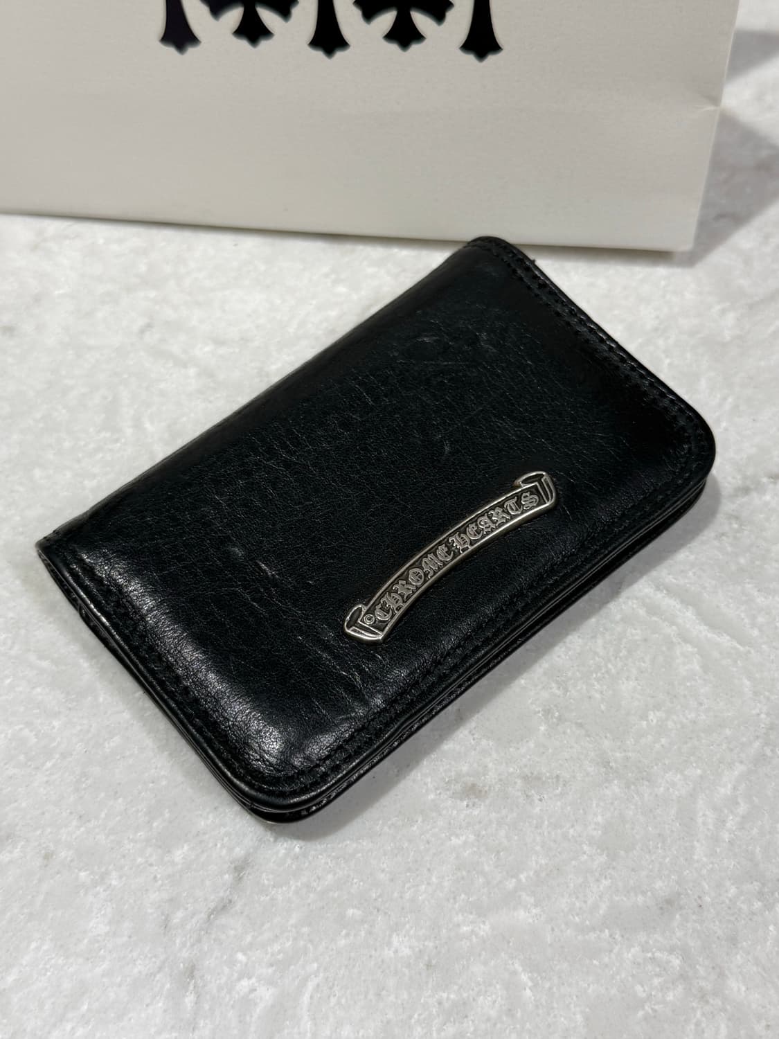 [ONE SIZE] 크롬하츠 실버 스크롤 라벨 카드지갑 블랙 상품이미지2
