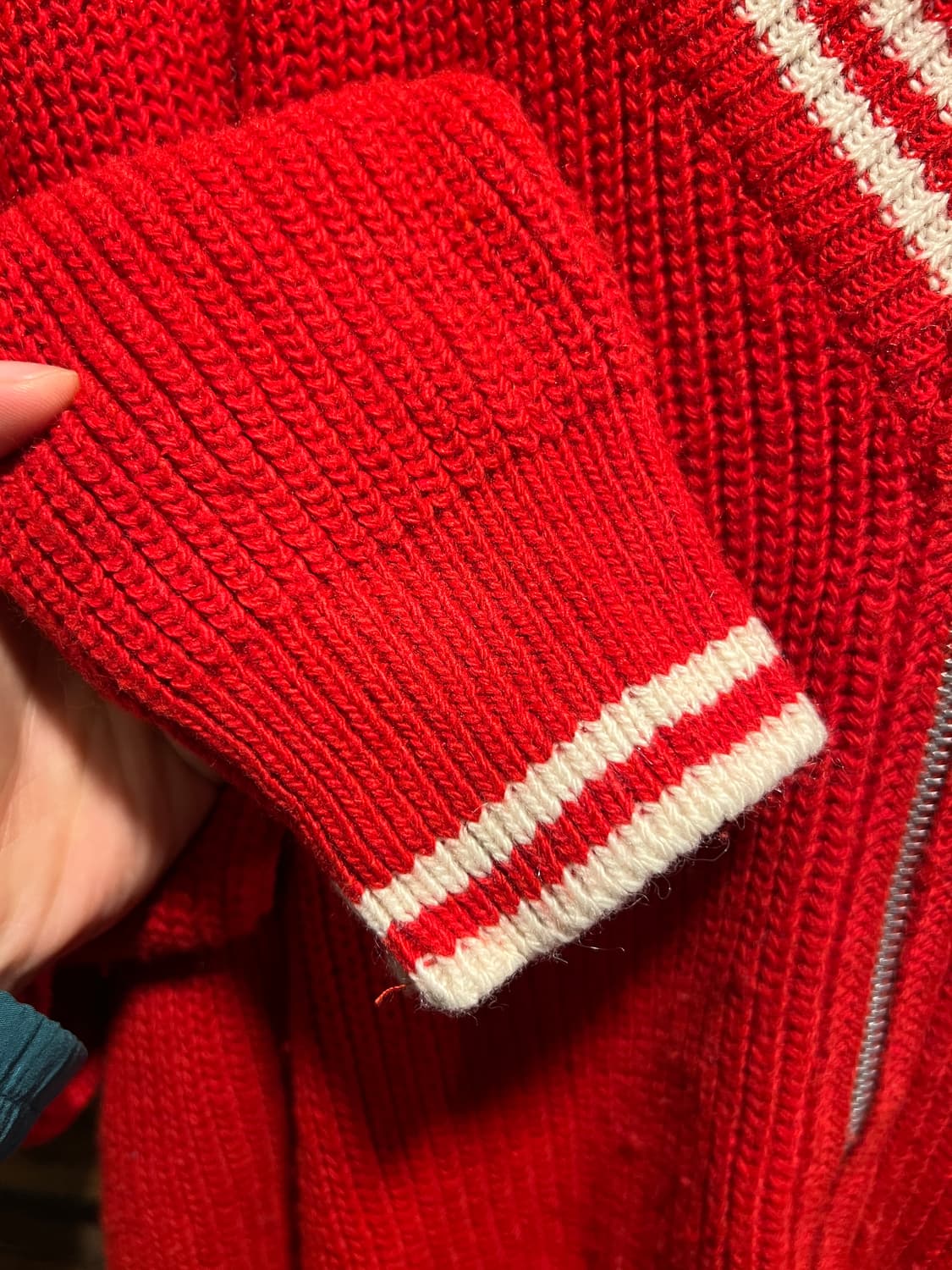 [L]6~70's 스페인제 레드 울 집업 가디건 상품이미지6