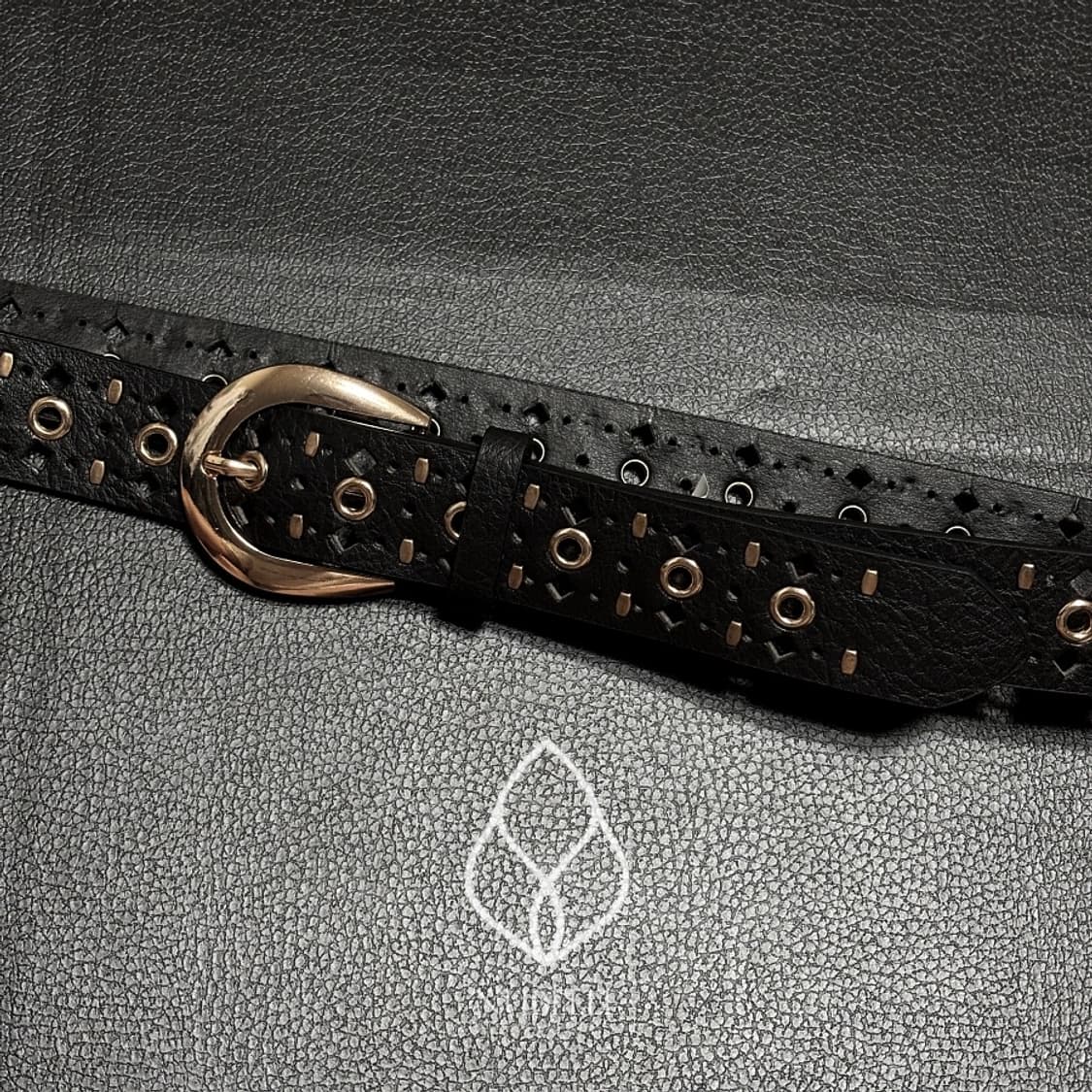 🌗 Golden punched belt / 에스닉 펀칭 골드버클 벨트 상품이미지2