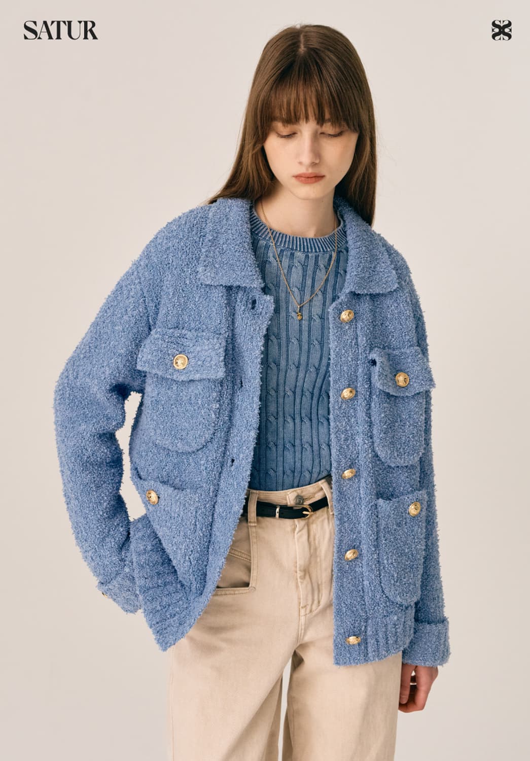 세터 부클 트위드 칼라 니트 가디건 자켓 상품이미지7