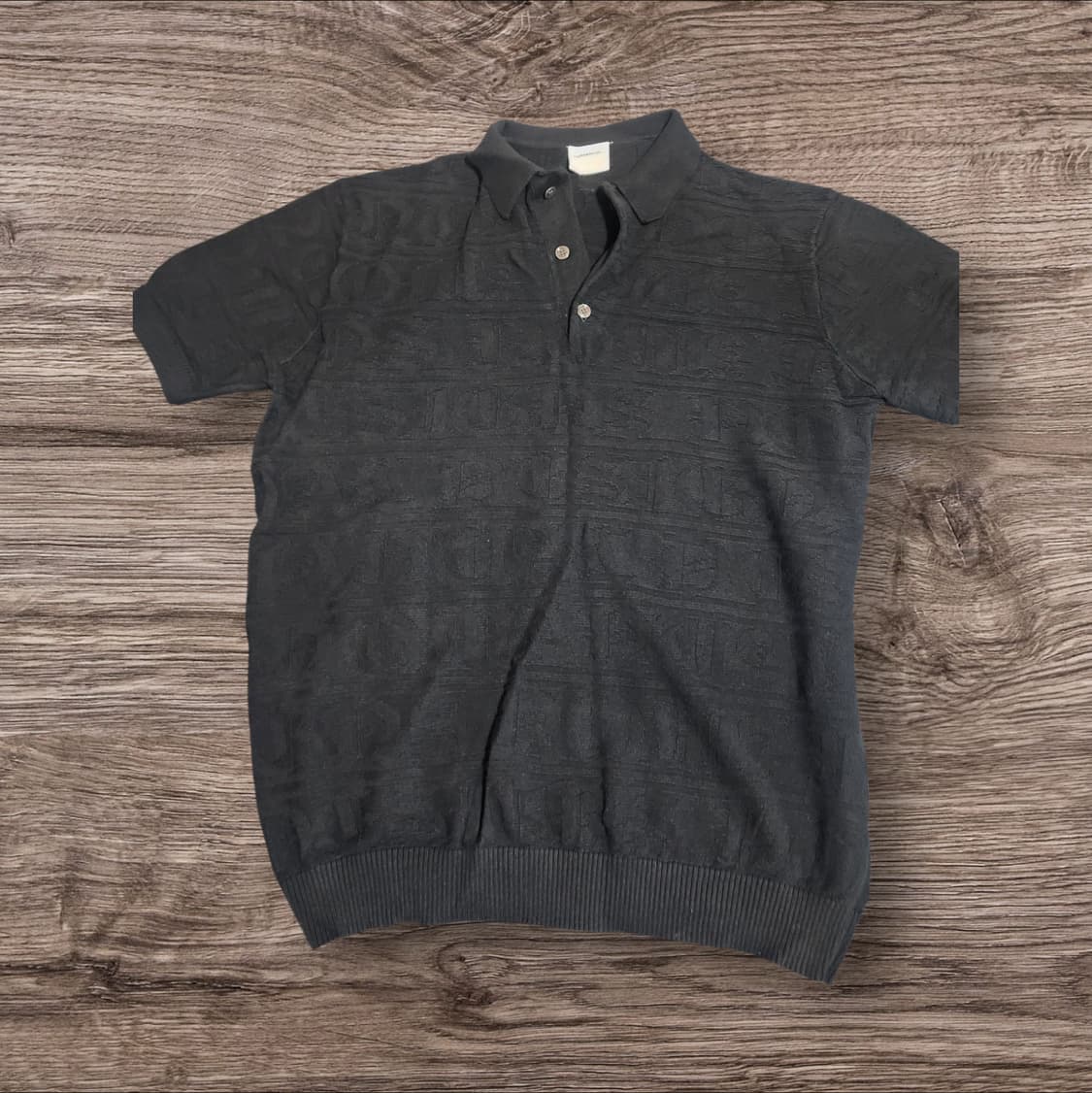 노메뉴얼 자카드 폴로 셔츠 블랙 상품이미지1