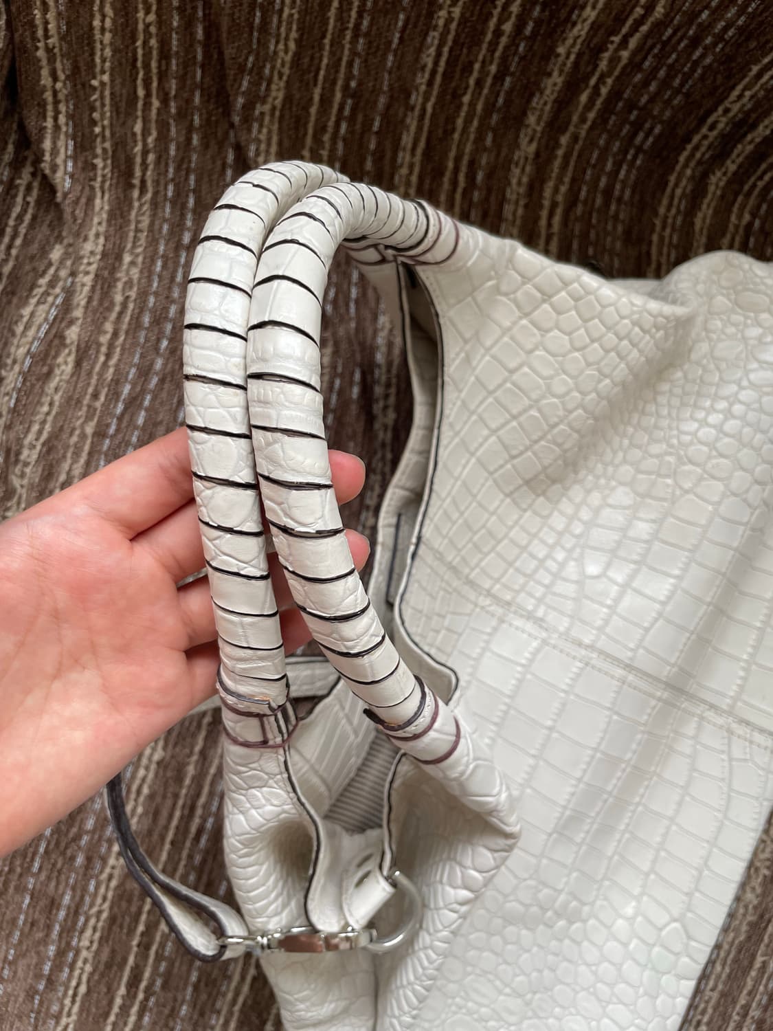 Real Leather White Cowhide Python Big Ba 상품이미지7