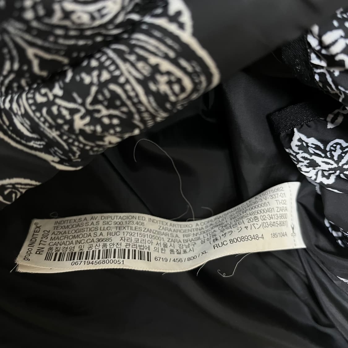 자라 반다나 페이즐리 다운 패딩 XL/105 상품이미지7