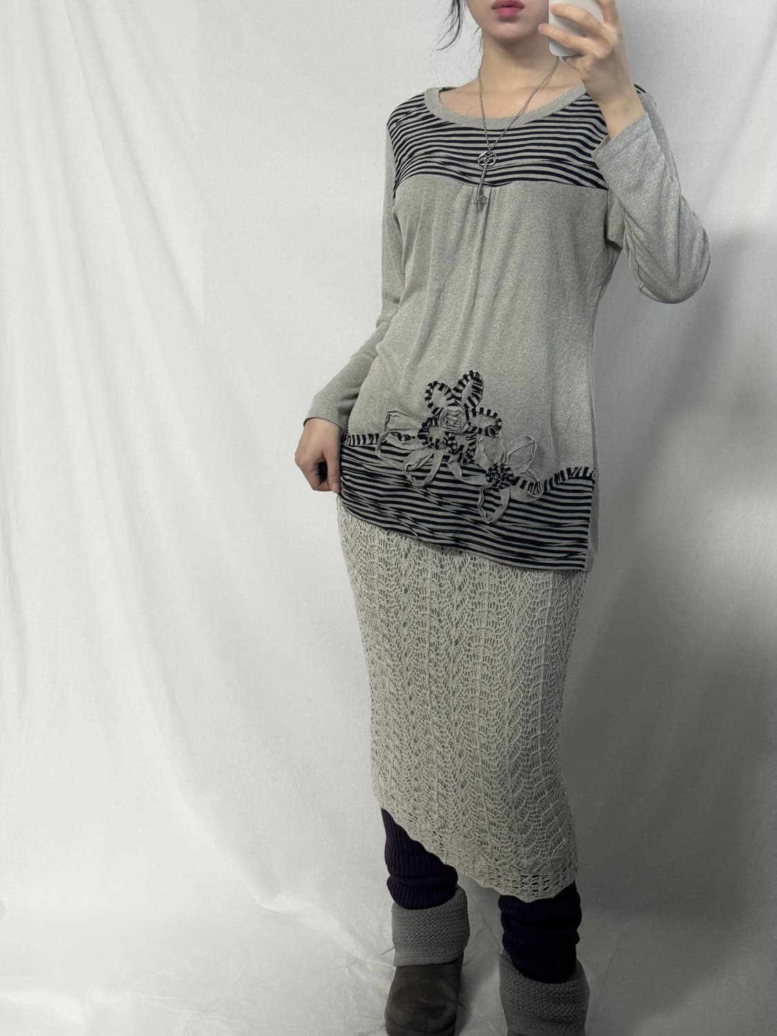 크로셰 니티드 스커트 상품이미지3