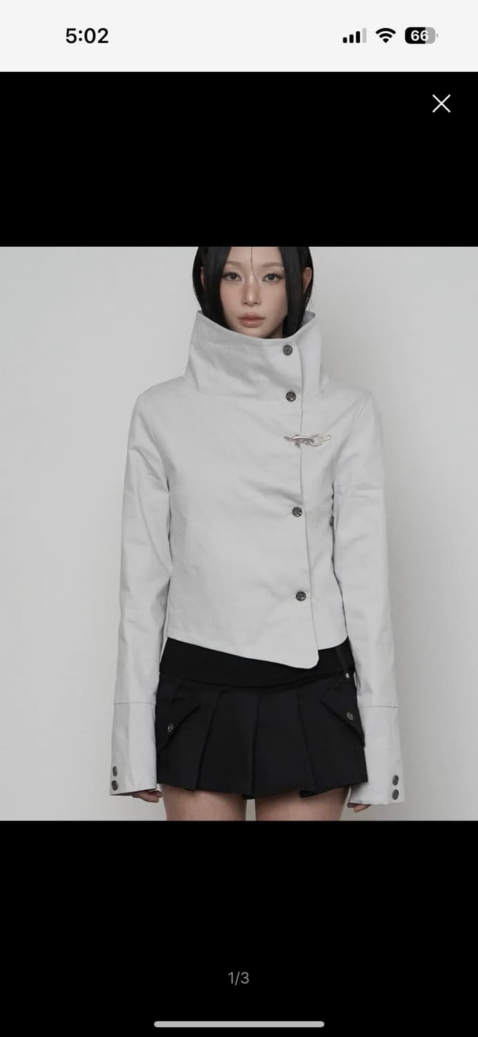 에트오소메 하이넥 버튼 자켓 라이트 그레이 상품이미지1