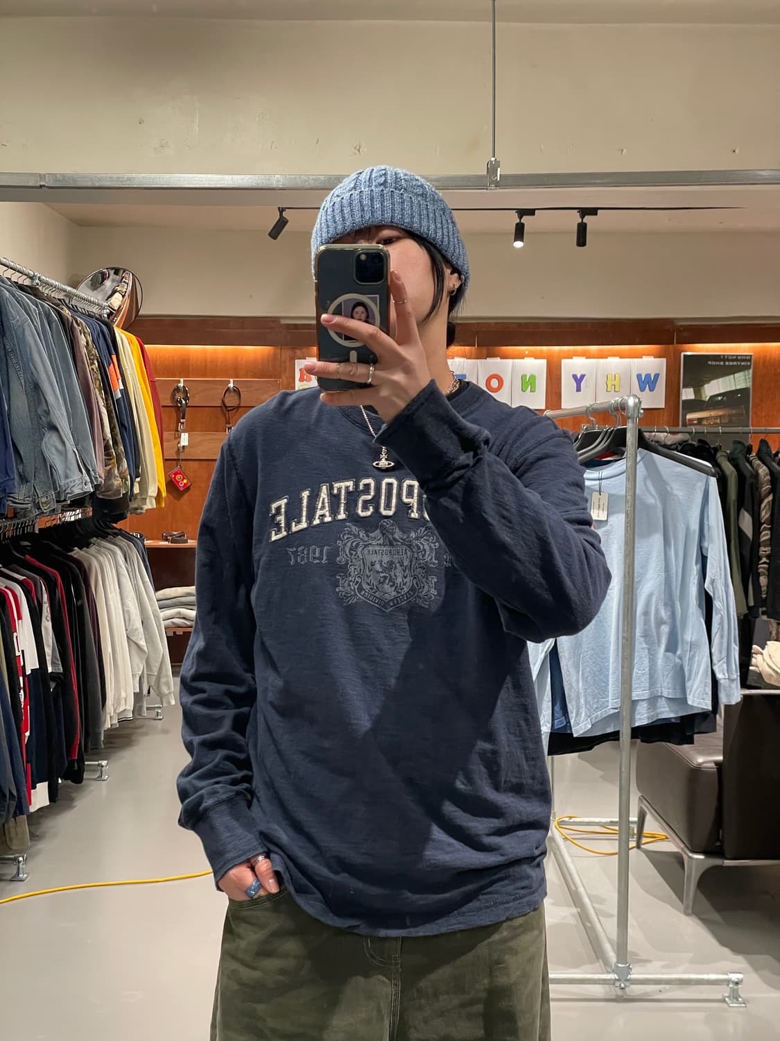 빈티지 롱슬리브 티셔츠(네이비)   상품이미지2