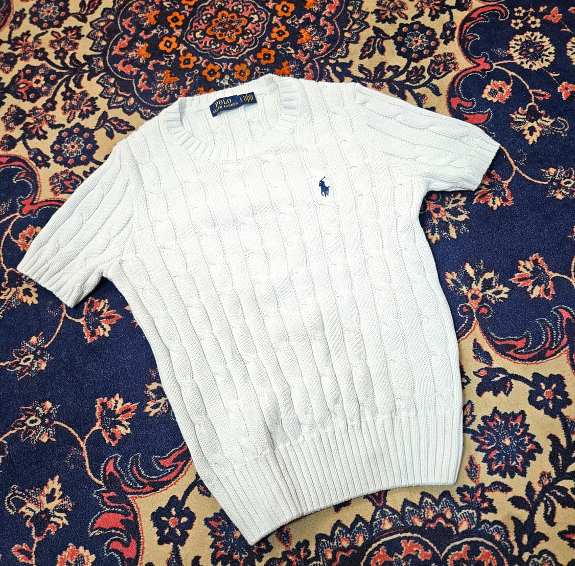 폴로랄프로렌 코튼 케이블 반팔 니트 스웨터 L size 상품이미지1