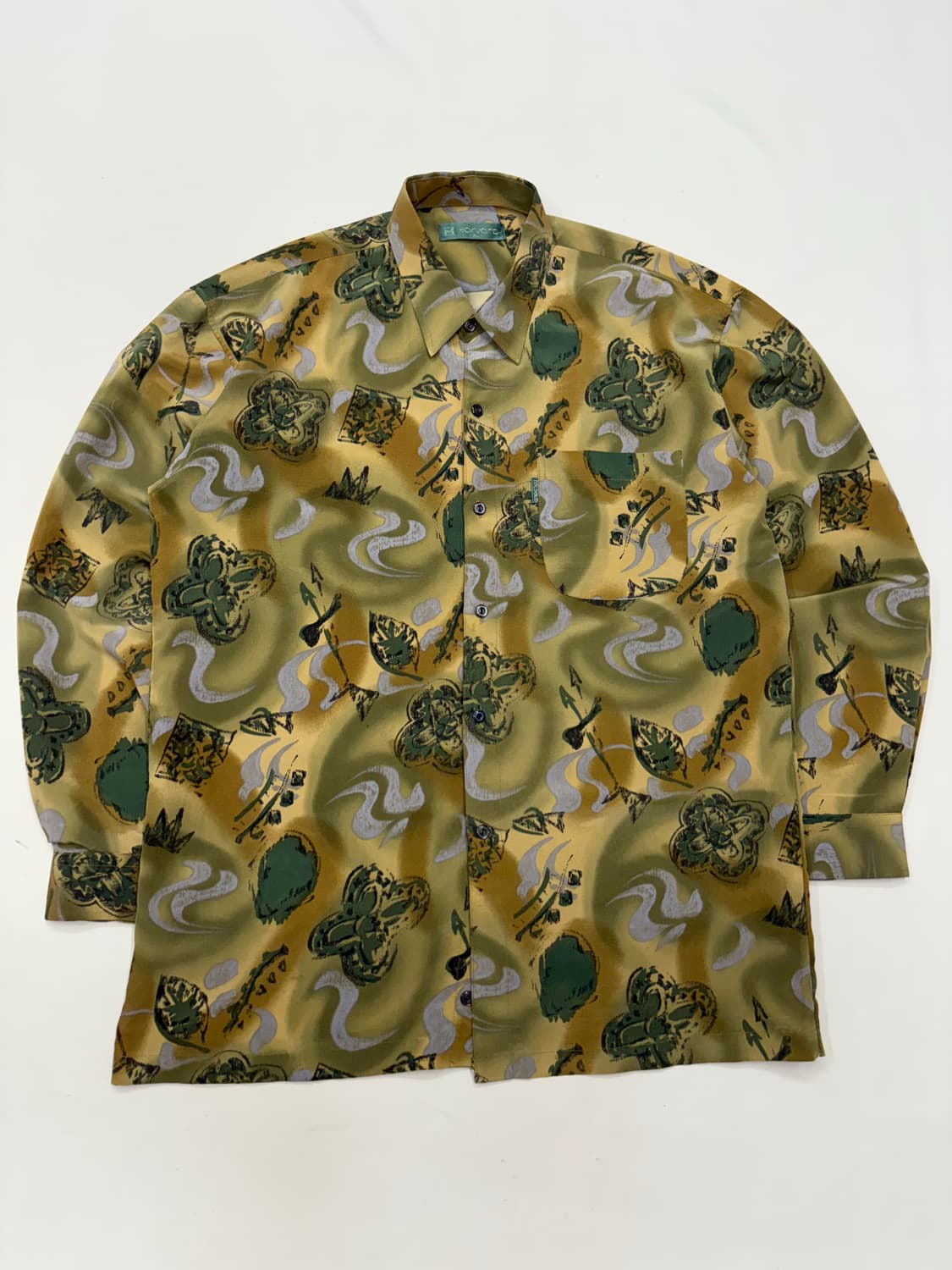 빈티지 기하학 클로버 패턴 셔츠 상품이미지6