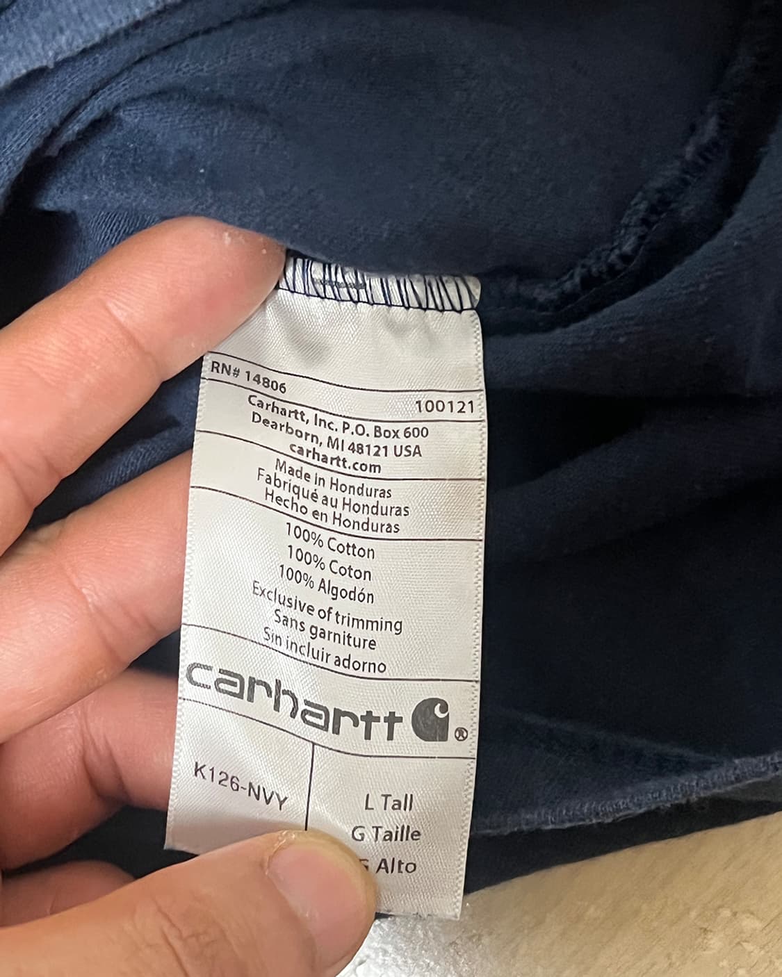 Faded Carhartt Longsleeve (Navy, L Tall) 상품이미지6