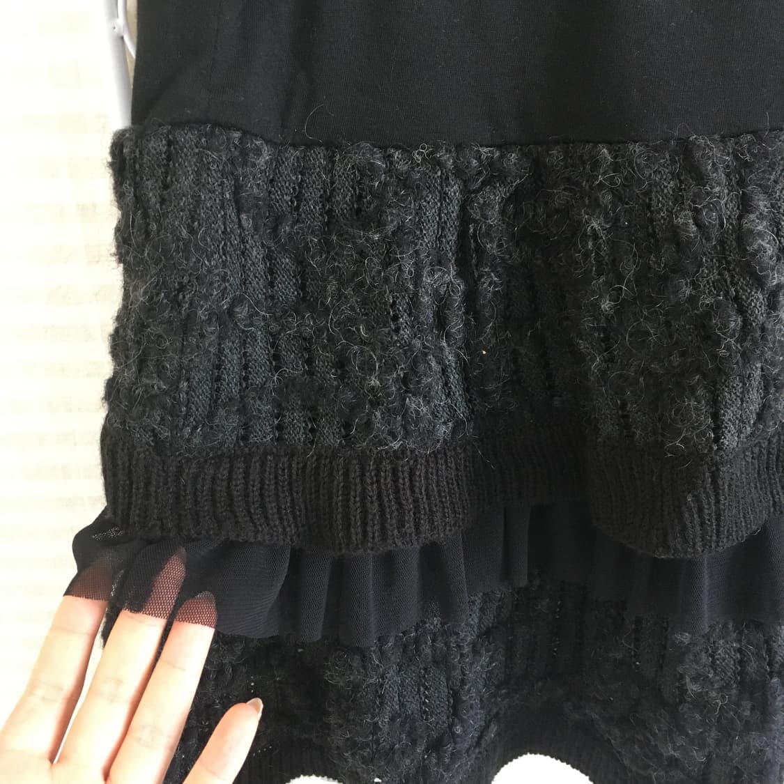 jpn vintage black knit frill cancan sk 상품이미지2
