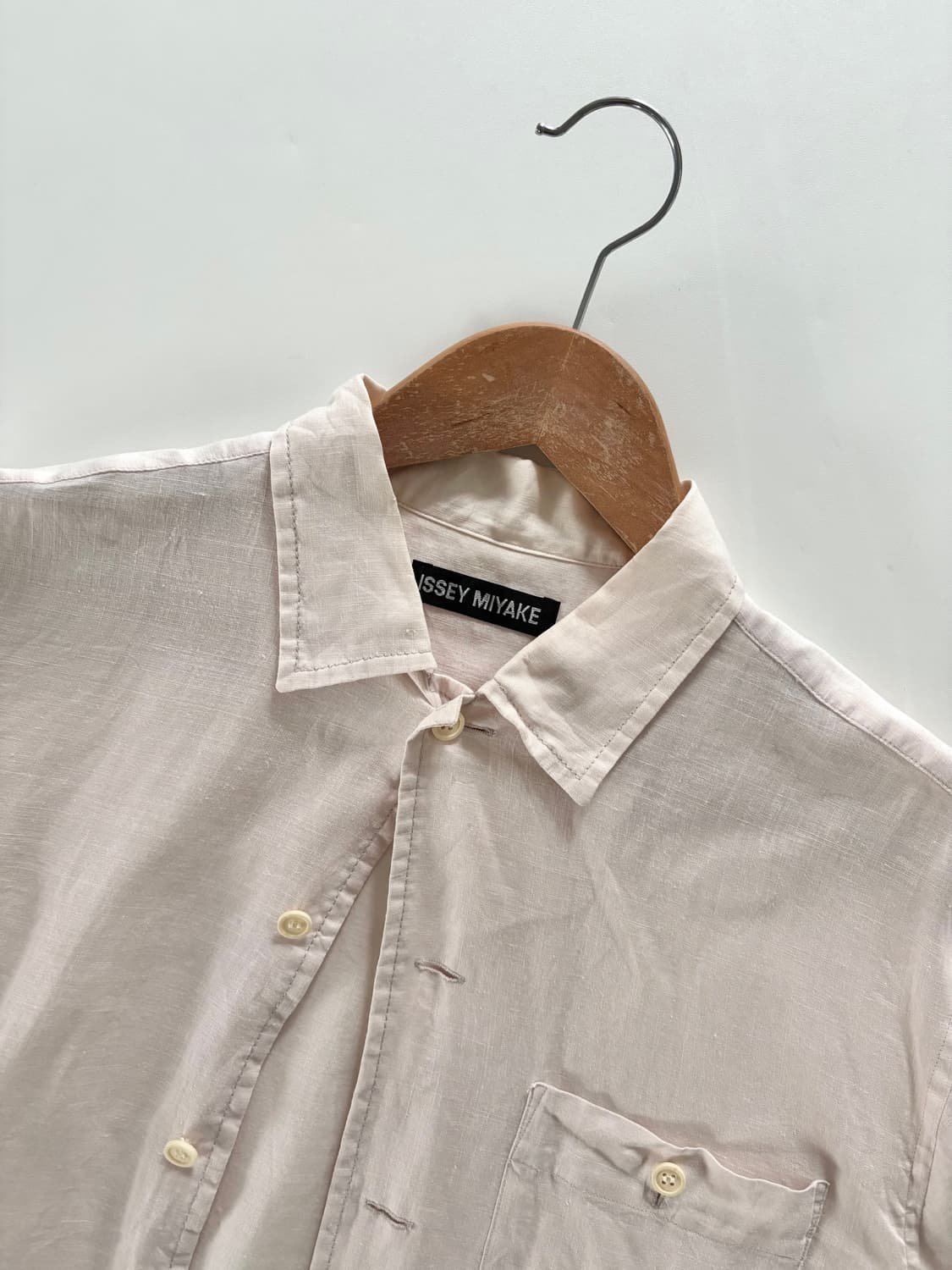 Issey Miyake 이세이미야케 90’s 핑크아이보리 셔츠  상품이미지2