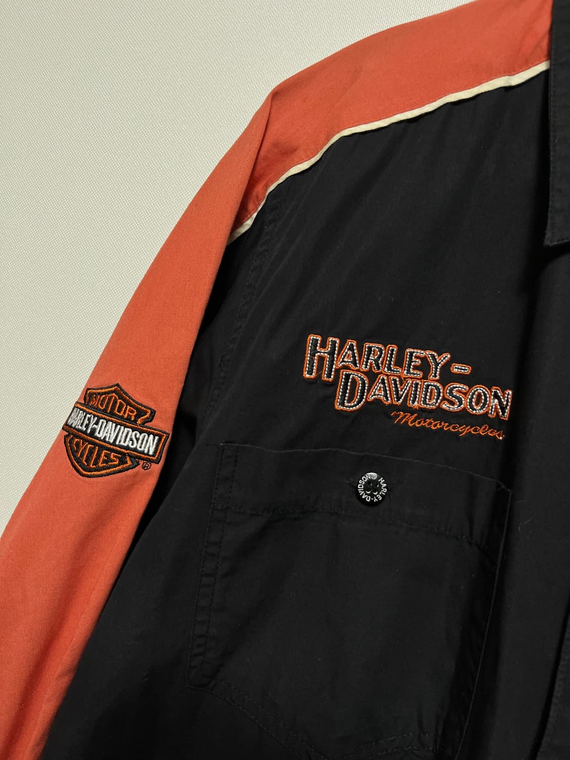 할리데이비슨 블랙 오렌지 배색 셔츠 S 상품이미지5