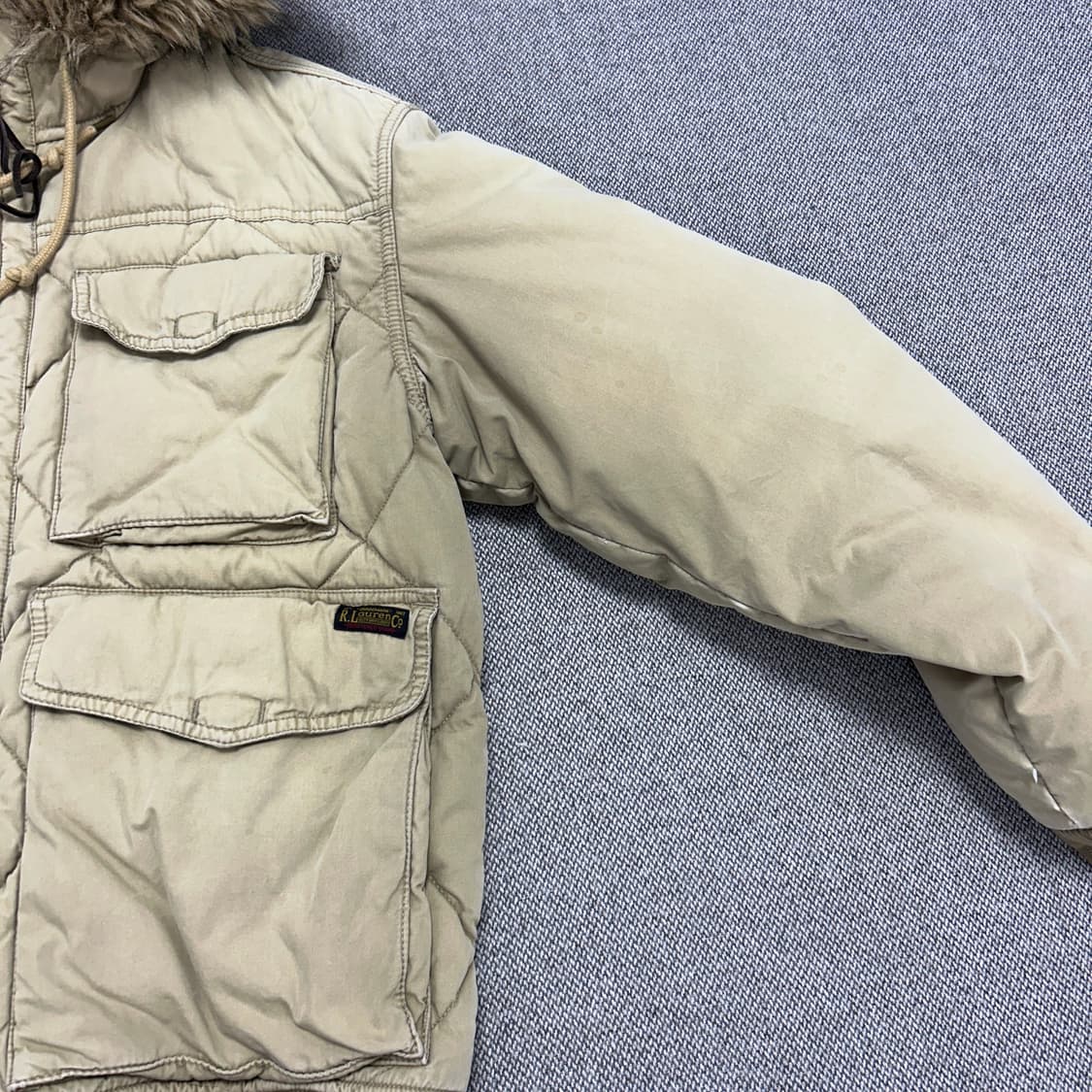 폴로 베이지 푸퍼 봄버 패딩(L) 상품이미지5