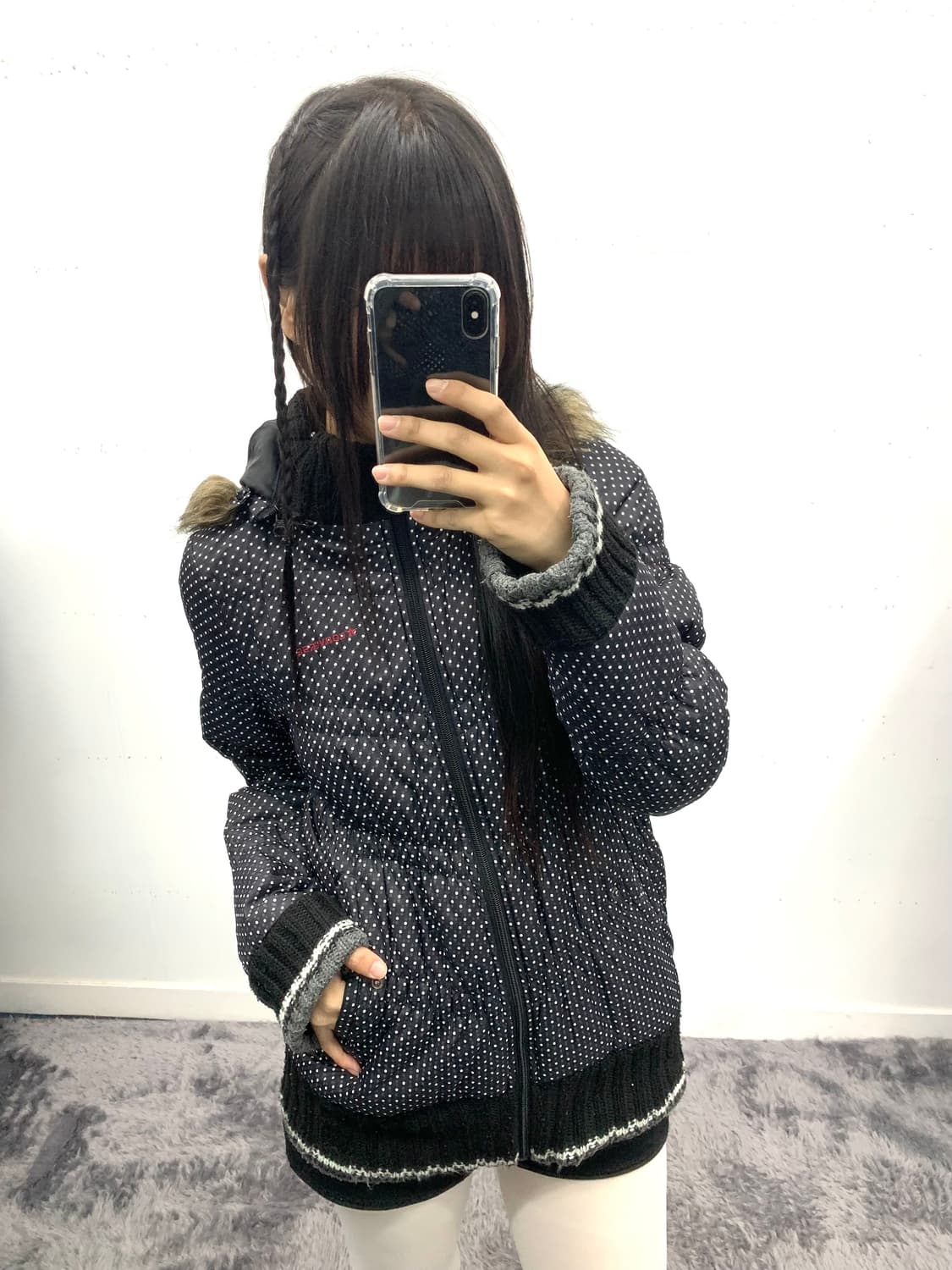 컨버스 퍼후드 도트 패딩 상품이미지1