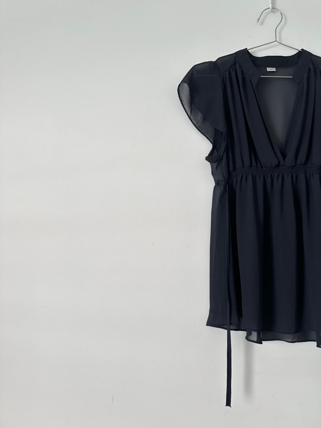 Sheer mini fly sleeveless / black 상품이미지2
