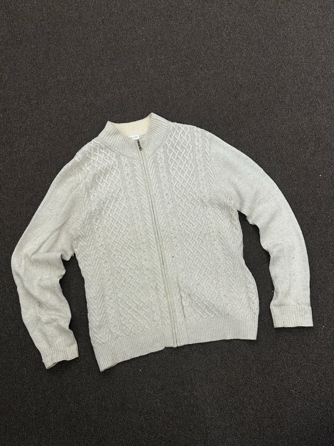 L)simple life 빈티지 케이블 풀집업 스웨터 상품이미지1