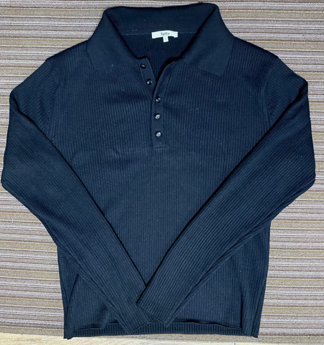 타일레 CIGAR RIB SHELL KNIT POLO TOP BLACK  상품이미지3