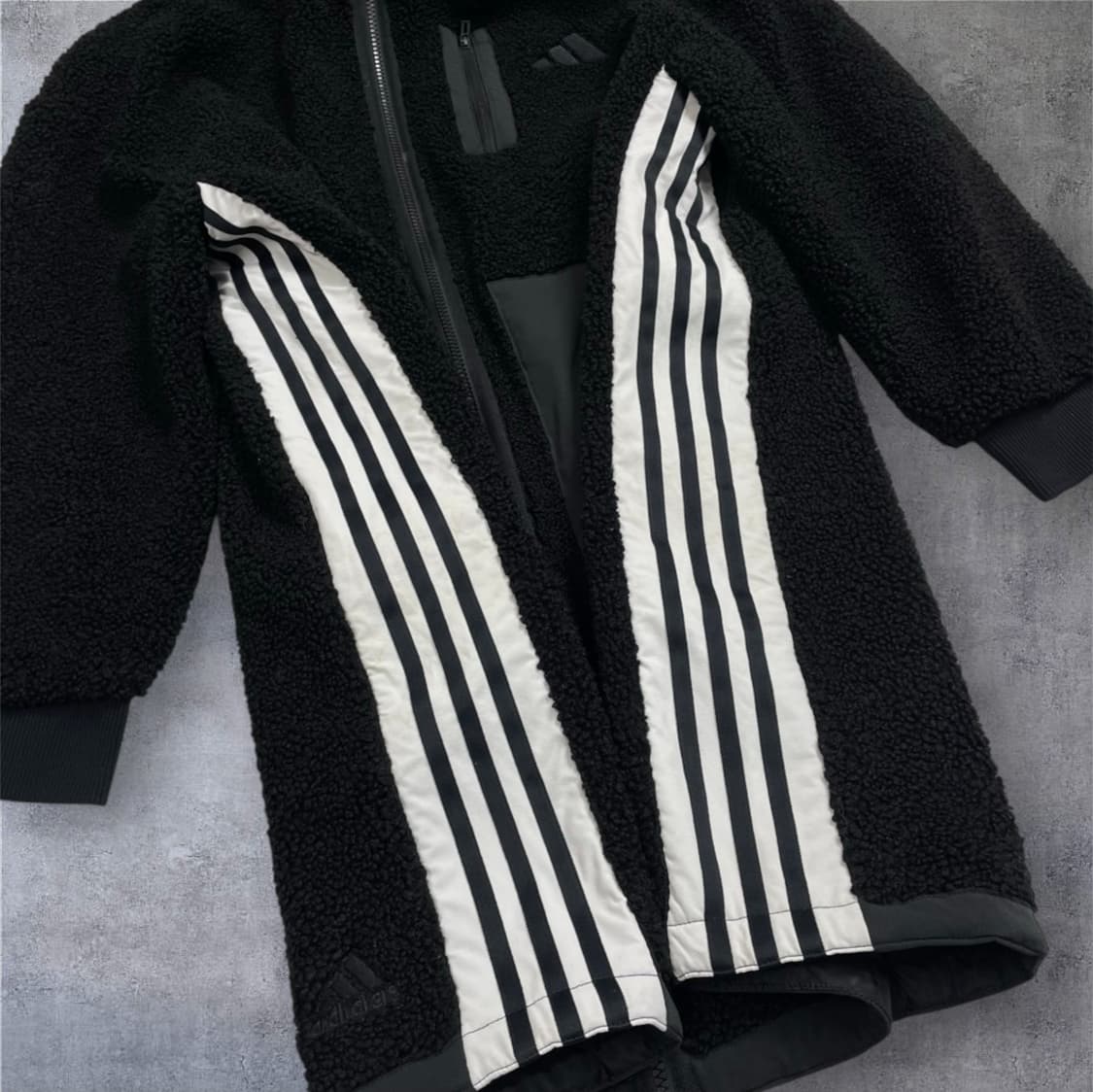 아디다스 Adidas 블랙 어반 보아 롱 셰르파 후리스 자켓 S 상품이미지5