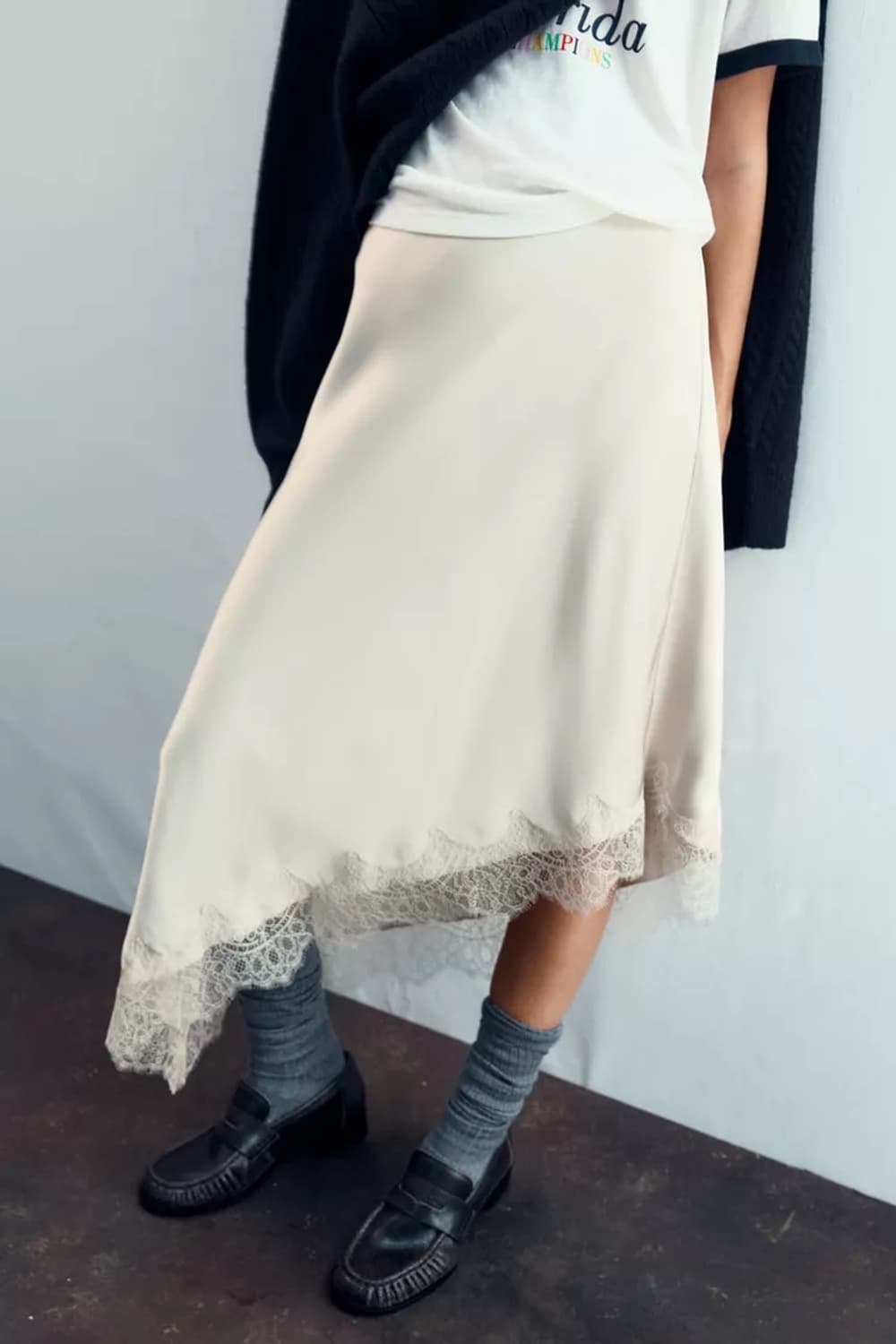 자라 레이스 새틴 스커트 (L) 상품이미지1