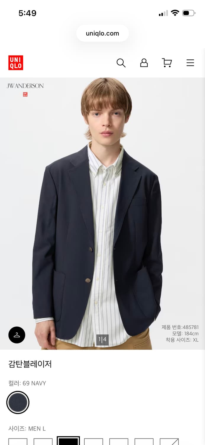 유니클로 JW앤더슨 네이비 감탄블레이저 상품이미지4