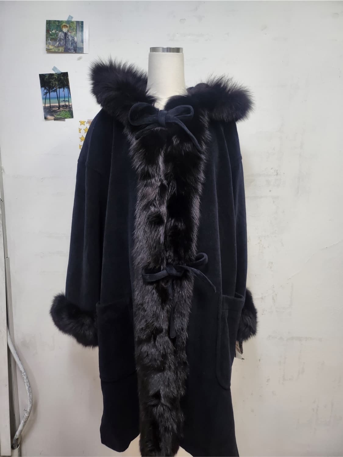 택있는새상품 울100ÉcrancioneSOLEN 블루폭스 퍼 후드 코트  상품이미지1